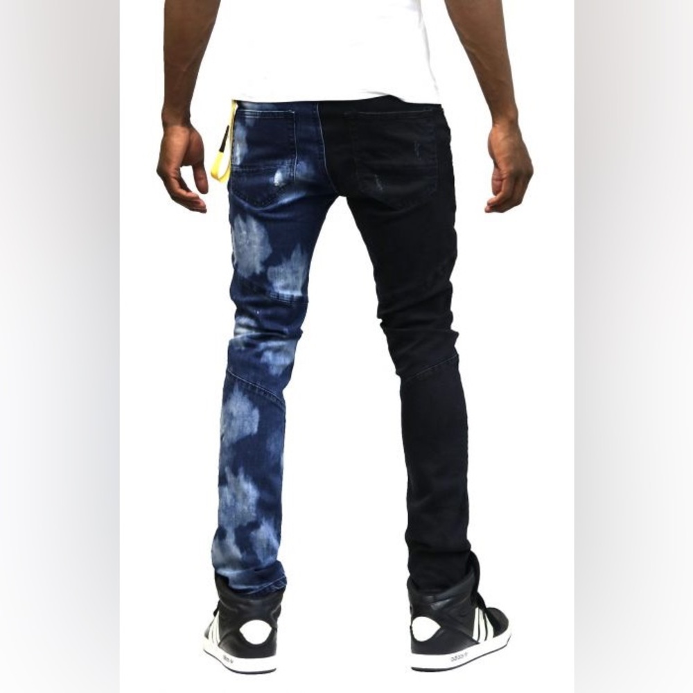 Two Tone Distressed Jeans - Picture 3 of 4